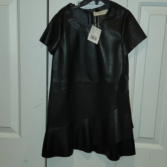 chinese dress ladies Mango Women's 3/4 Sleeve Faux Leather Dress Black, black : Amazon.de:  Fashion main image 0